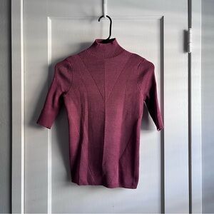 Le Chateau Ribbed Mock Neck Top in Mauve